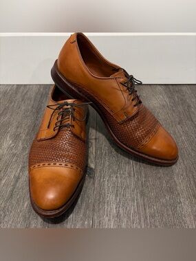 Allen Edmonds Men's Woven Leather Cap-Toe Oxfords in Cognac